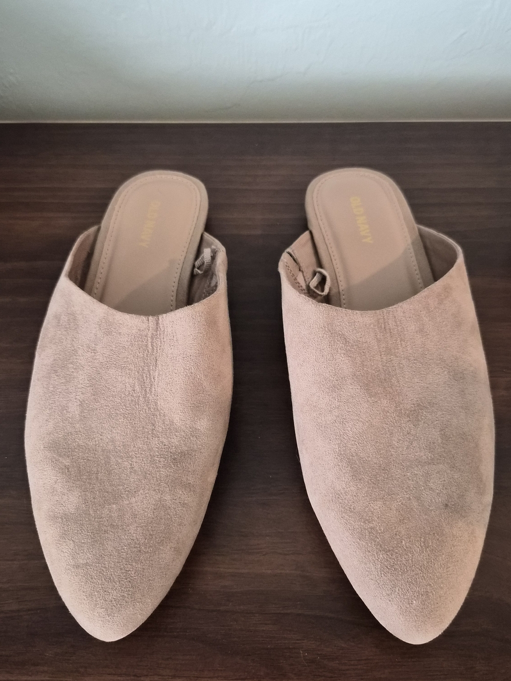 Suede Pointed Toe Mule in Beige